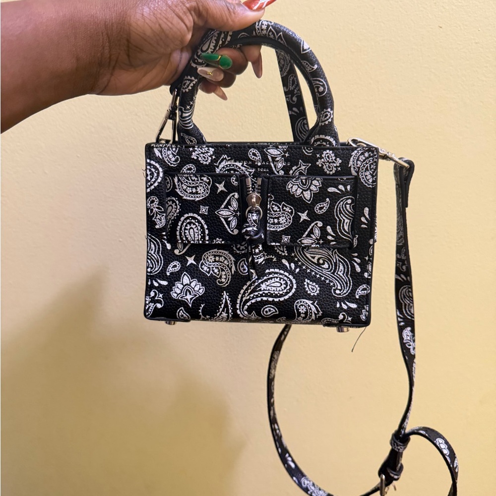 Brandon Blackwood Black and White Paisley Mini Bag